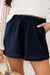 Shorts de papier papier de gaze en coton bleu