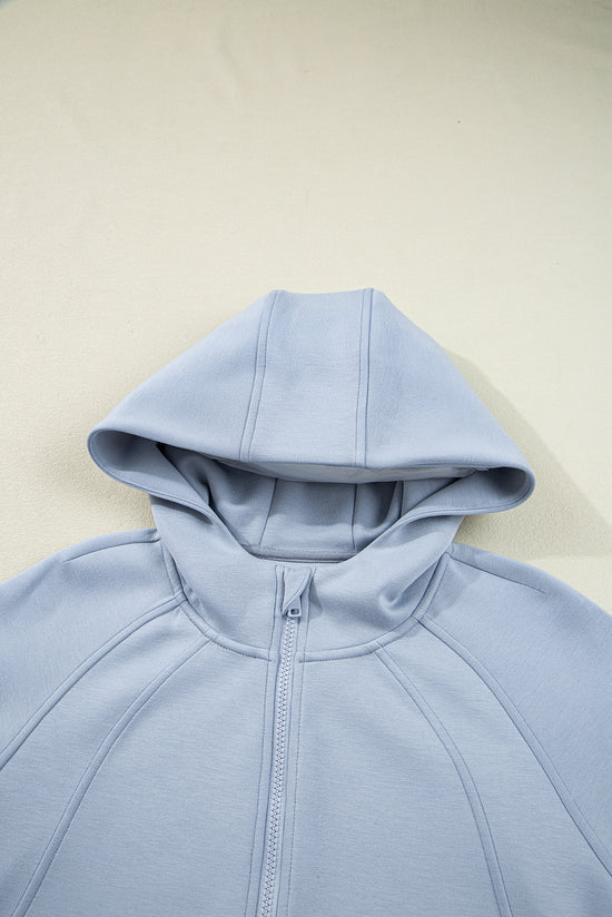 Beau Blue Half Zip Thumbhole Sleeve Hoodie Active Pants 2pcs Outfit