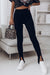 Leggings con spacco a vita alta in maglia a coste nere