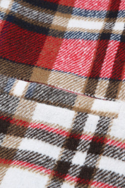 Chaqueta de solapa de botón a cuadros rojos ardientes