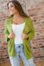 Spinach Green Oversize Crochet Knit Open Cardigan