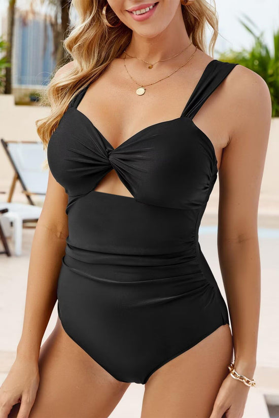 Black Tut Out Twist Out Bowknot Swimsuit senza pezzo