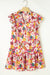 Vestido de manga roxa de estampa floral estampa floral