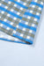 Chemisier demi-bouton à carreaux bleu ciel à manches longues et volants