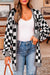 Cardigan con spalla con goccia anteriore a scacchi neri a scacchi