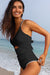 Black Ric Rac Trim Contrastato Patchwork Caltout One Piece Swimsuit