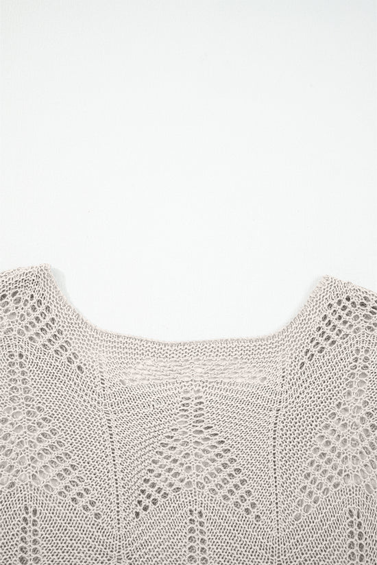 Pergaminho hollow out malha 7/8 suéter casual