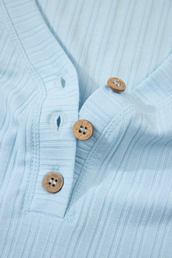 Beau Blue Custbed Botón V Cuella de tanques y pantalones cortos establecidos