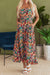 Black Boho Floral Impresión delgada Correos sin mangas MAXI MAXI Vestido