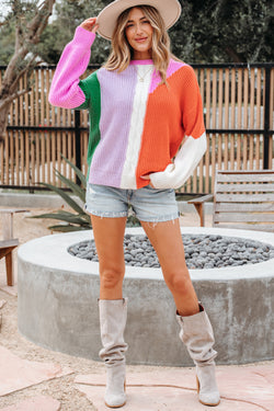Desert Gold Color Block Tagued Knit Drop Scala sciolta