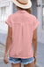 Pink Solid Color Cuffed Short Sleeve Shirt