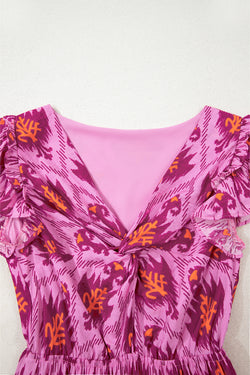 Robe maxi à manches à volants à volants à volants