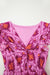 Bonbon Retro Print Twisted Front Ruffled Sleeve Maxi Dress