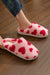 Zapatillas peludas de invierno con forma de corazón de San Valentín rojo ardiente