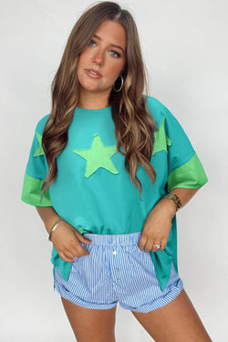 Camiseta de gran tamaño de la estrella de mezclilla de mezclilla de mezclilla aruba