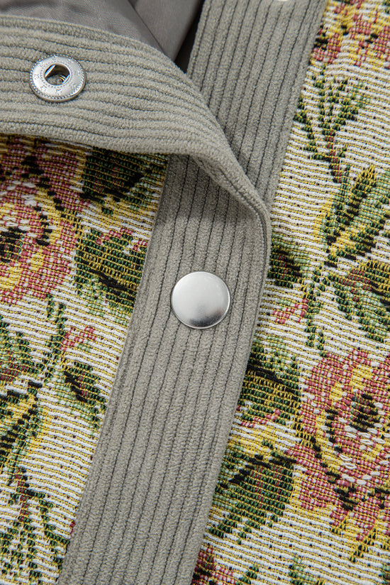 Giacca da camicia floreale retrò a costola di argilla