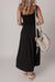 Black Sleeveless Scoop Neck Flared Split Midi Dress