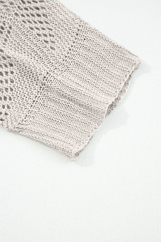 Pergaminho hollow out malha 7/8 suéter casual