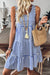 Sky Blue Stripe U Neck Maneveless Fit Fit Mini Vestido