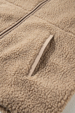 Pale Khaki Fleece zip up up cordon de casse-cordon