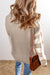 Chaki Cable Knit Colorblock Crew pescoço Drop Sweter ombro