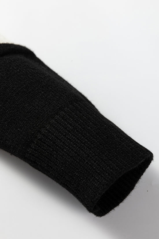 Brown Colorblock Crew Neck Drop Shoulder Sweater