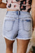 Beau Blue Pearl Pockets Stachets Raw Hem Dephenim