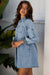 Mini abito in camicia di jeans svasata con polsini smock blu Beau