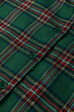 Dearlovers Camicia a maniche lunghe a maniche lunghe per le vacanze natalizie scozzesi rosse a contrasto e set pigiama corto da 2 pezzi