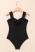 Black Tut Out Twist Out Bowknot Swimsuit senza pezzo
