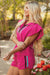 Strawberry Pink Striped Detail Flutter Sleeve Zipped Collar Short Set
