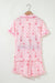 Floral Print Contrast Pipping Short Pajamas Set