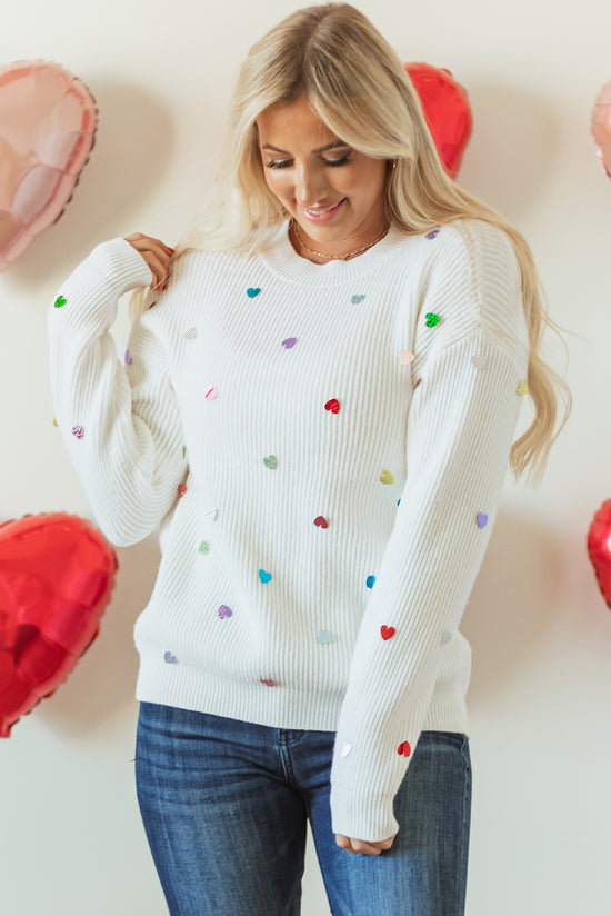 Sweater bege lantejoulo de lantejouno malha de malha