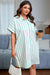 Green Stripe Plus taille St Patricks Day Robe de chemise boutonnée à manches courtes