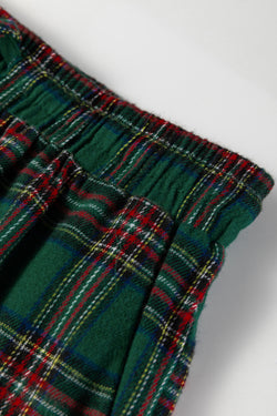 Dearlovers Camicia a maniche lunghe a maniche lunghe per le vacanze natalizie scozzesi rosse a contrasto e set pigiama corto da 2 pezzi