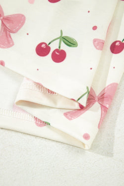 Contraste de impresión floral Pipping Pajamas Set de pijama