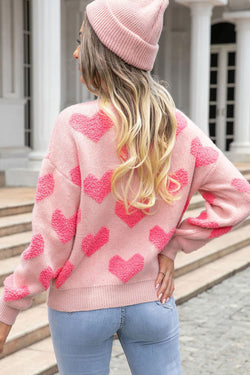Cuore di San Valentino rosa chiaro Jacquard maglione in maglia Jacquard