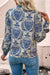 Sky Blue Bohémien Stampato a vescovo Shirt in pizzo
