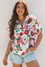Blusa a manica corta a taglio a vmulla floreale rosa