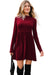 Black Frilled Neck Ribbed Knit Patchwork Long Sleeve Mini Dress