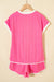 Ensemble 2 pièces de short à cordon de serrage avec bordure en bloc de couleur texturé rose vif