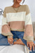 Dusty Pink Color Block Block Sleeve Drop Gliple Swater