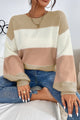 Dusty Pink Color Block Block Sleeve Drop Gliple Swater