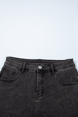 Padrones grises grises crudos pantalones cortos de mezclilla de cintura alta