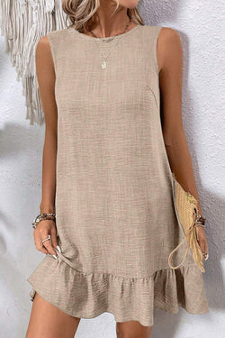 Ashleigh Blue Knot Sbope Back Ruffle Hem Mini Mini Vestido