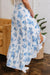 Sky Blue Boho Floral High Bruffer Maxi Skirt