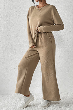 Pale Khaki Ultra Loose Textured 2pcs Slouchy Outfit