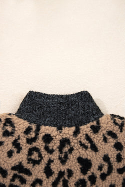 Giacca tasca laterale con cerniera con cerniera con stampa leopardata kaki