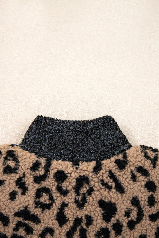 Giacca tasca laterale con cerniera con cerniera con stampa leopardata kaki