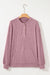 Haut en tricot Henley rose à épaules tombantes et texture côtelée